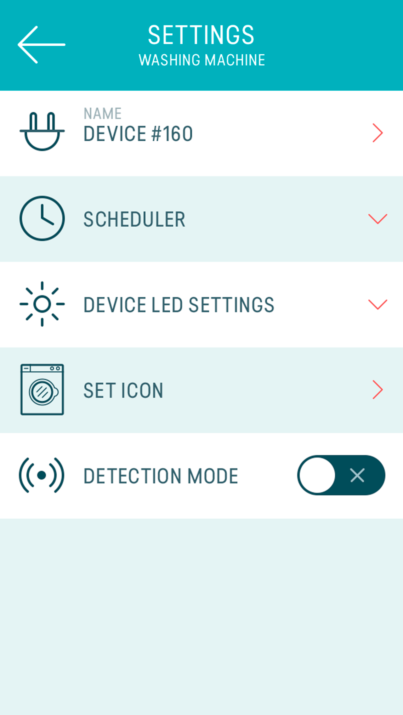 iPhone app design - Washing machine settings